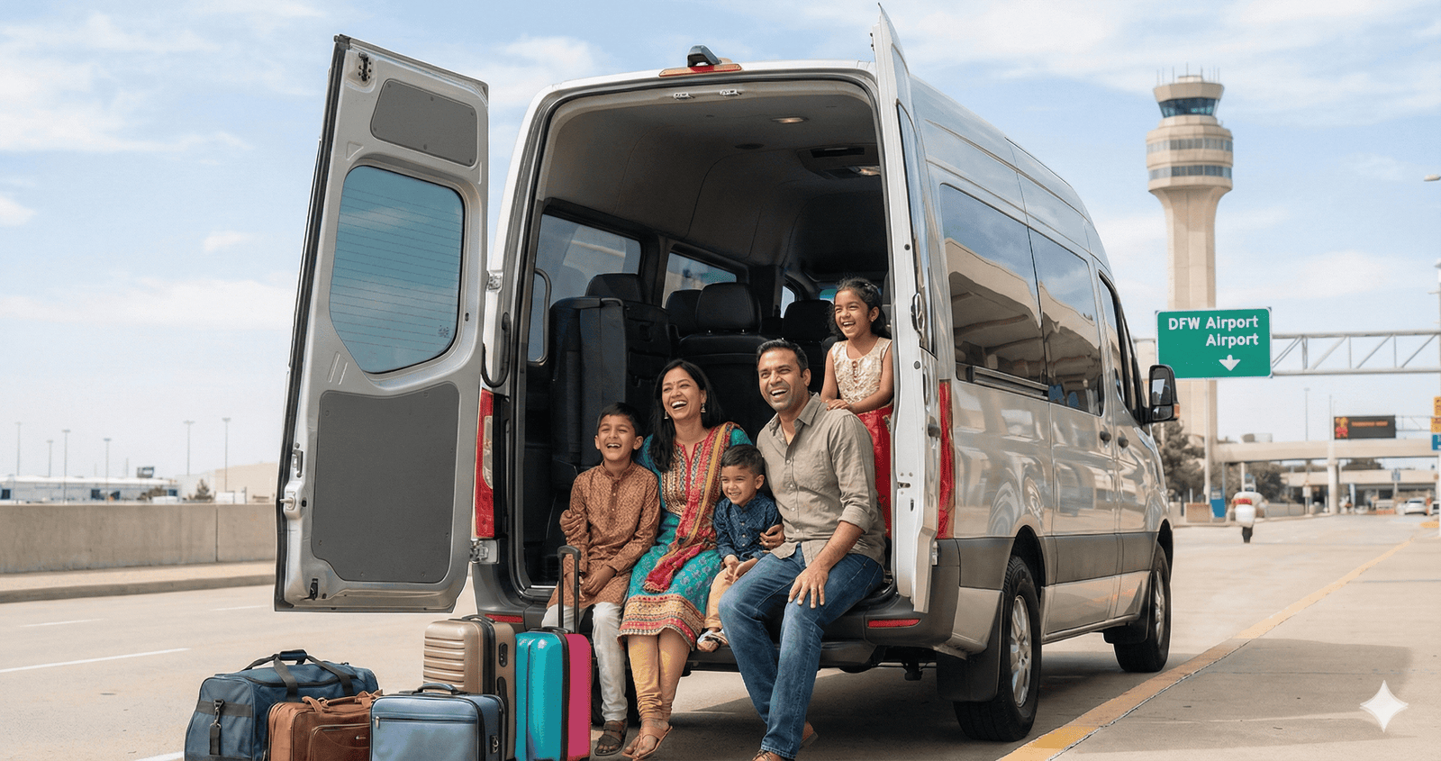 South Asian family with transport van